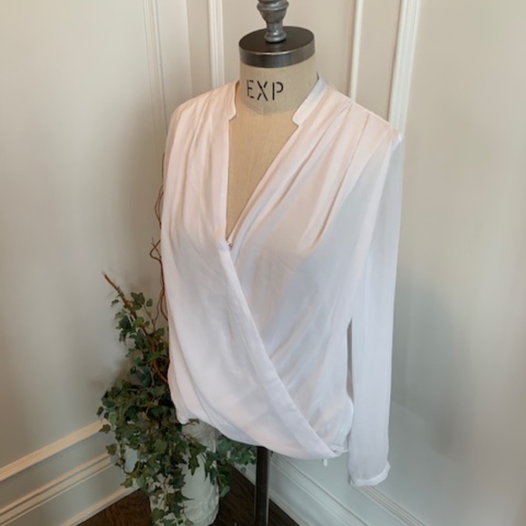 H & M Tops - H & M Women's Sheer White Surplice Blouse